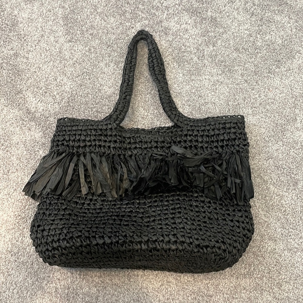Top Shop Fenn Fringe Bag in Black